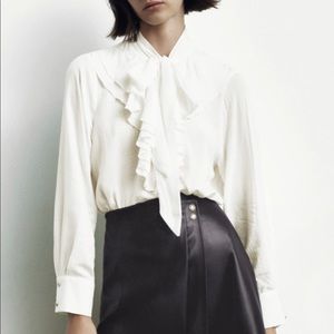 NWT Zara Ruffled Blouse with Bow
